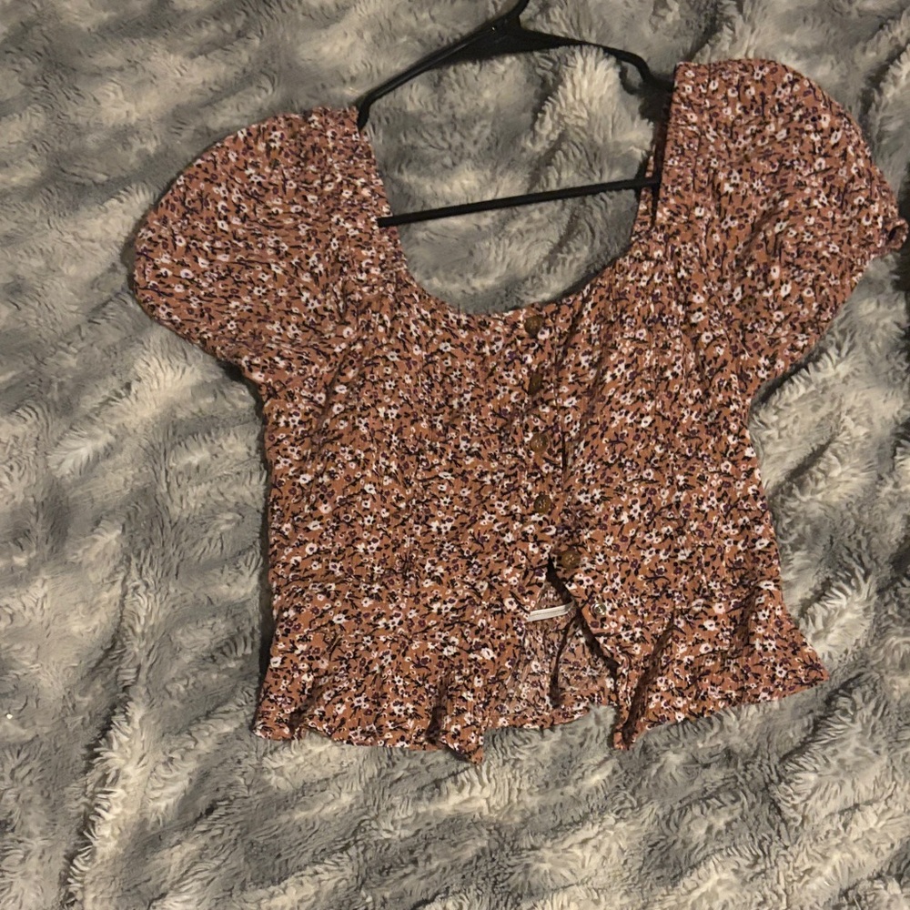 Floral Print Puff Sleeve Blouse